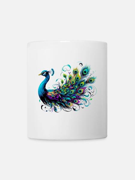 Pfau - Tasse - Weiß