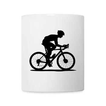 Silhouette Radfahrer auf dem Mountainbike - Tasse - Weiß - Vorne