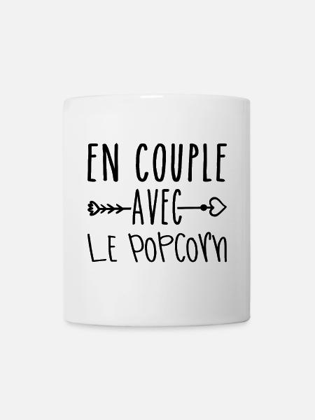 En Couple avec Popcorn, cadeau Fans de Popcorn - Mug blanc - blanc