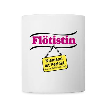Flötistin Pink – Niemand ist Perfekt - Tasse - Weiß - Vorne