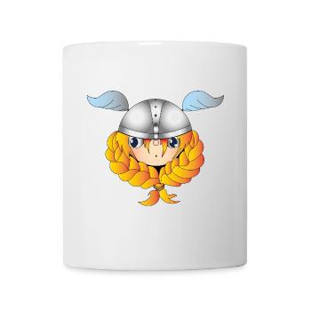 Viking-Mädchen mit Helm und Flammenzopf - Tasse - Weiß - Vorne