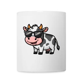 Vache cool avec des lunettes de soleil - Mug blanc - blanc - Devant
