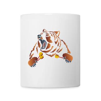 Wütender Braunbär mit Dartpfeile - Tasse - Weiß - Vorne