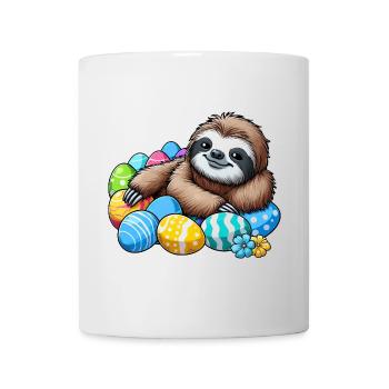 mignon paresseux oeuf de Pâques dessin animé Chilling Easter - Mug blanc - blanc - Devant