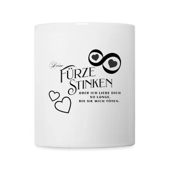 Herzschrift mit Zierlinien - Tasse - Weiß - Vorne