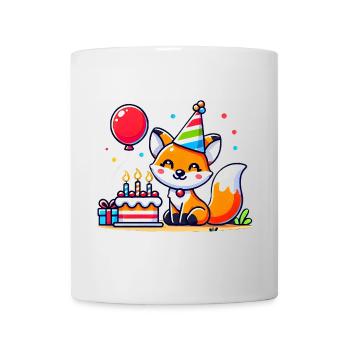 Fox Kid Celebrating Birthday - Tasse - Weiß - Vorne