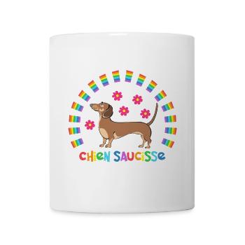 Sausage Dog mit Regenbogen - Tasse - Weiß - Vorne