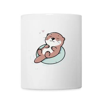 Loutre détendue - Illustration d’animal mignon - Mug blanc - blanc - Devant