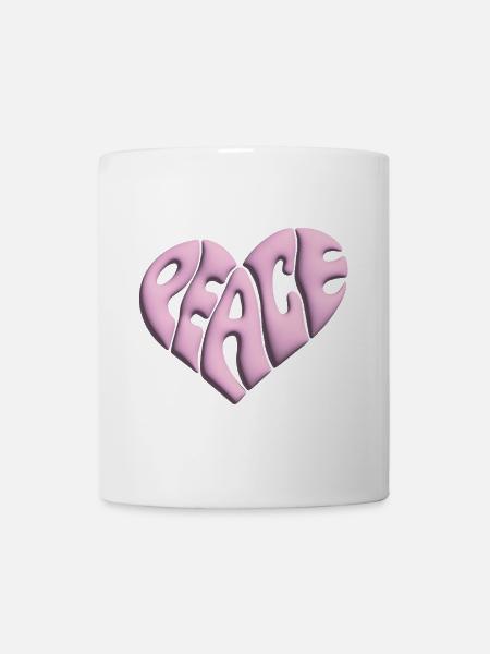Peace Herz 3d pink - Tasse - Weiß