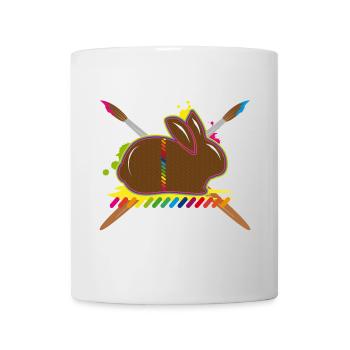 Ein bunter Osterhase mit Farbspritzern und Pinseln - Tasse - Weiß - Vorne