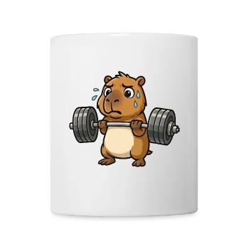 Entraînement drôle d’haltères Capybara Capybara - Mug blanc - blanc - Devant