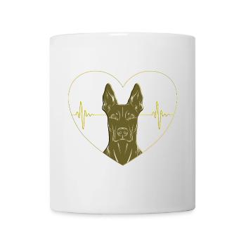 Herz Dobermann – Gold & Herzschlag - Tasse - Weiß - Vorne