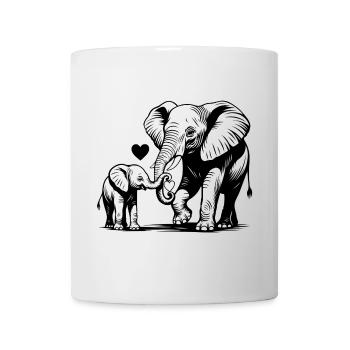 Elefanten Mama Baby Muttertag Geschenkidee - Tasse - Weiß - Vorne