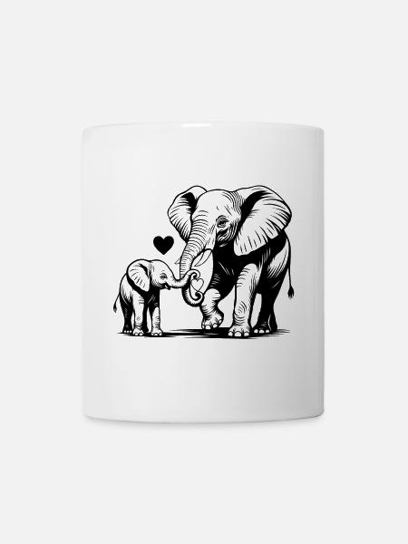 Idée cadeau éléphant maman bébé fête des mères - Mug blanc - blanc