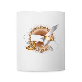 Pirate Saber & Hook Hand with Banner Adventure Motif - Mug - white - Front