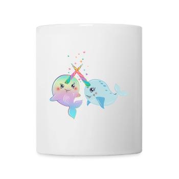 Narwhals in love with rainbow horns - Mug - white - Front