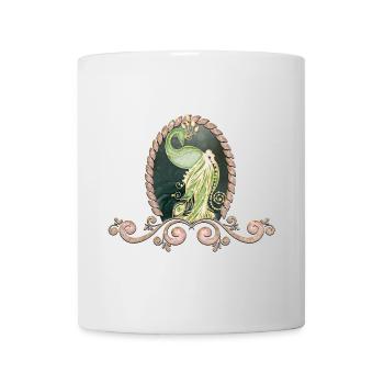 Un paon majestueux en or et vert. - Mug blanc - blanc - Devant