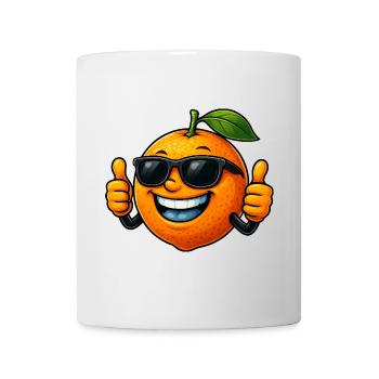 Coole süße Apfelsine Cartoon Sommerfrucht - Tasse - Weiß - Vorne