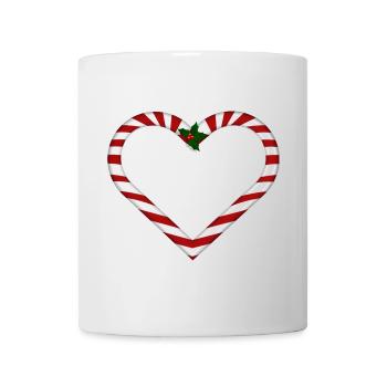 Herz aus Zuckerstangen mit Mistelzweig - Tasse - Weiß - Vorne