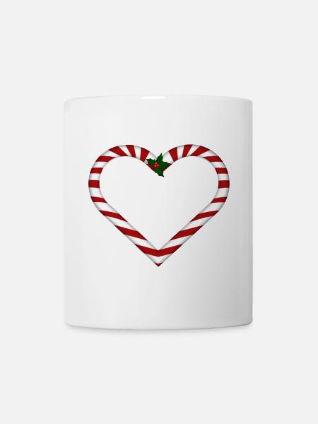 Herz aus Zuckerstangen mit Mistelzweig - Tasse - Weiß