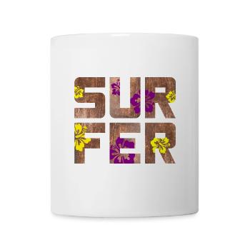 Surfer Wood Hawaii Bint Hibiscus Blossom Surfing Camp - Mug - white - Front