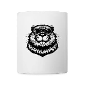 Cooler Biber mit Sonnenbrille – Lustiges Tier - Tasse - Weiß - Vorne