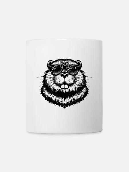 Cool Beaver with Sunglasses – Funny Animal - Mug - white
