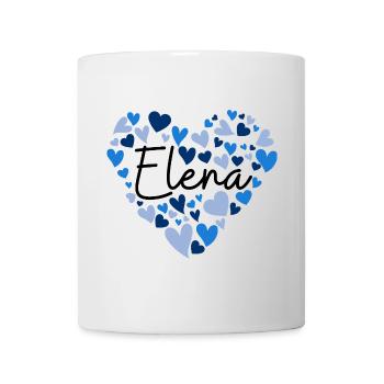 Elena Name Design with Heart-Shaped blue Hearts - Mug - white - Front
