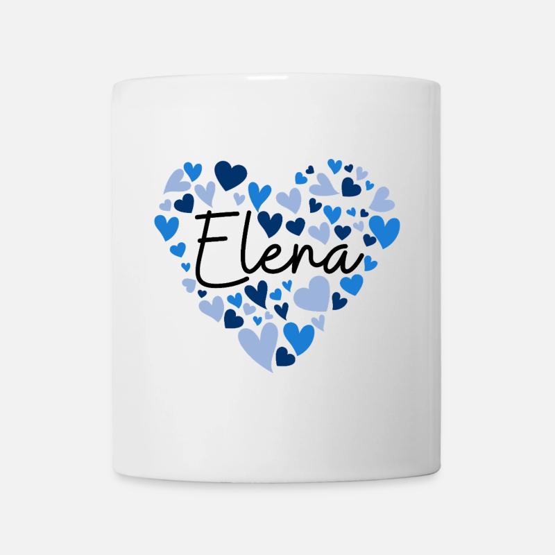 Elena Name Design with Heart-Shaped blue Hearts - Mug - white