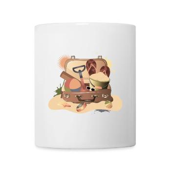 Vintage suitcase for the beach holiday – summery - Mug - white - Front