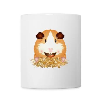 Laughing guinea pig in straw – good mood - Mug - white - Front