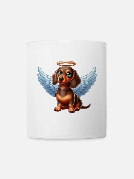 Süßer Dackel Engel mit Flügeln Cartoon Hund - Tasse - Weiß