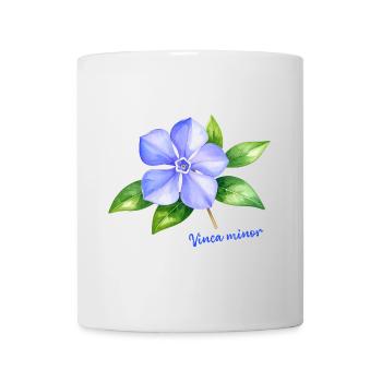 Vinca Minor - Illustration botanique à l’aquarelle - Mug blanc - blanc - Devant