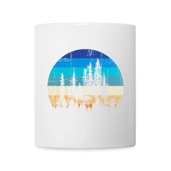 Sunset Forest Silhouette Print - Tasse - Weiß - Vorne
