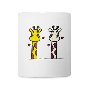 Auffälliges Giraffen-Design mit Herzakzenten - Tasse - Weiß - Vorne