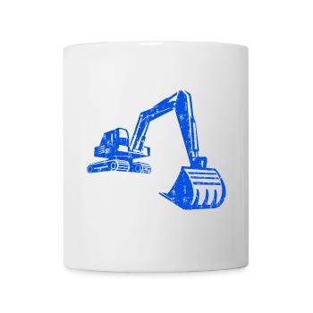 Excavator Silhouette Construction Worker Grunge Design - Mug - white - Front