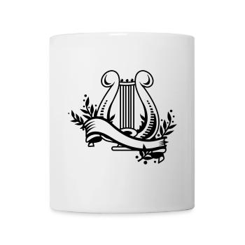 Harpe noire et blanche avec bannière et plantes - Mug blanc - blanc - Devant