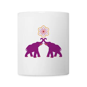 Yoga Elefant Liebe Indien Meditation Mandala om - Tasse - Weiß - Vorne