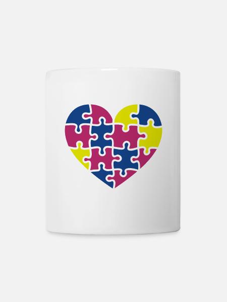 puzzle herz - Tasse - Weiß