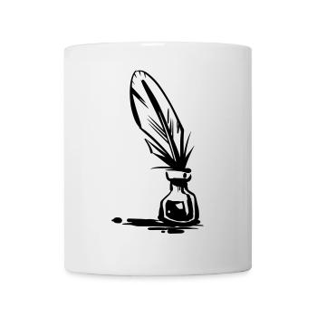 Tintenfass und Feder Design - Tasse - Weiß - Vorne