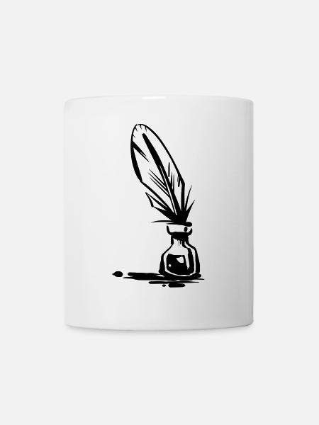 Tintenfass und Feder Design - Tasse - Weiß