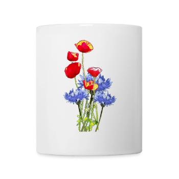 Kornblume Mohn-Collage- - Tasse - Weiß - Vorne