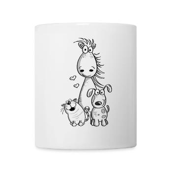 Meilleurs amis, je cheval dessin animé de chat chien - Mug blanc - blanc - Devant