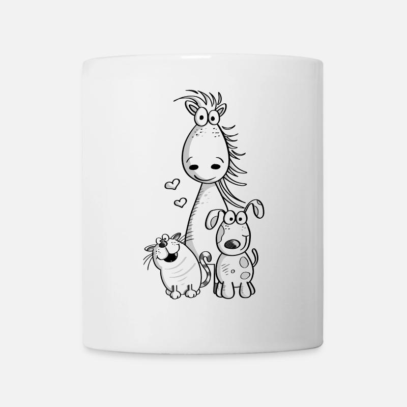 Beste Freunde I Pferd Hund Katze Comic - Tasse - Weiß