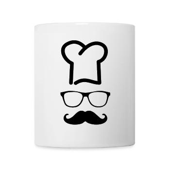 Chef élégant avec des lunettes de moustache Kochhut Ges - Mug blanc - blanc - Devant