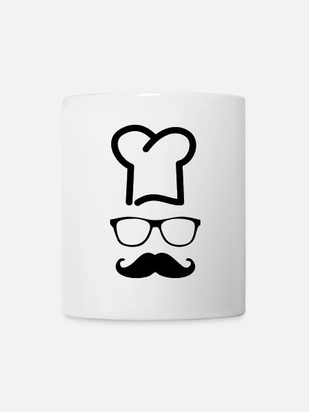 Chef élégant avec des lunettes de moustache Kochhut Ges - Mug blanc - blanc