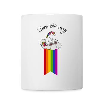 Born this way Unicorn LGBT Gay Pride Unicorn - Mug - white - Front