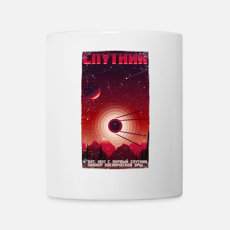SPUTNIK Satellite Affiche vintage - Union soviétique - Mug blanc - blanc