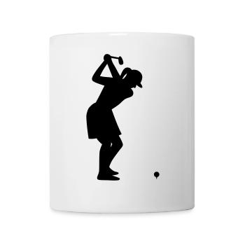 Golferin mit Golfball beim Abschlag - Tasse - Weiß - Vorne
