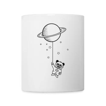 kleiner Astronauten Panda Bär mit Saturn Ballon - Tasse - Weiß - Vorne